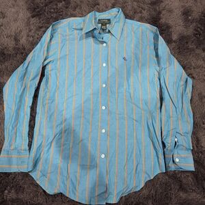Lauren Ralph Lauren Turquoise and Orange Striped Shirt